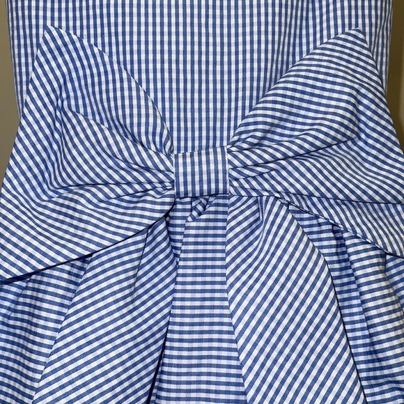 Rare Editions Toddler Baby Girl Dress Blue and White Embroidered Bow EC - Picture 3 of 3